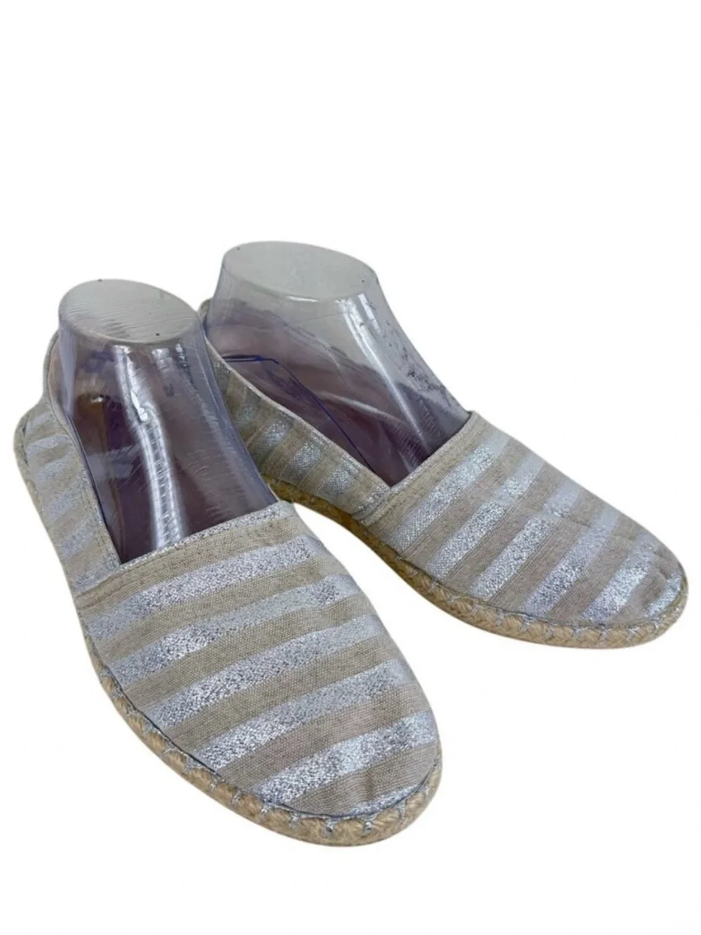 Alex + Alex Tan Silver Shimmer Slip On Espadrilles Loafers Flats Size 40 8.5